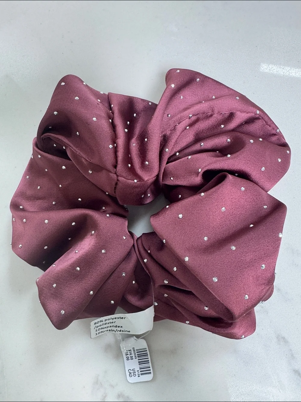 Urban Outfitters Plum large  Satin Scrunchie with Silver embellishments